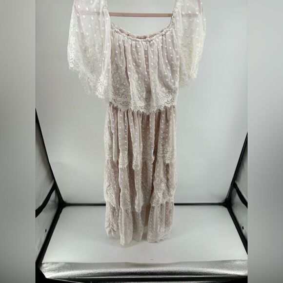 Show Me Your MuMu white Lana lace long dress size XL romantic - Picture 8 of 10
